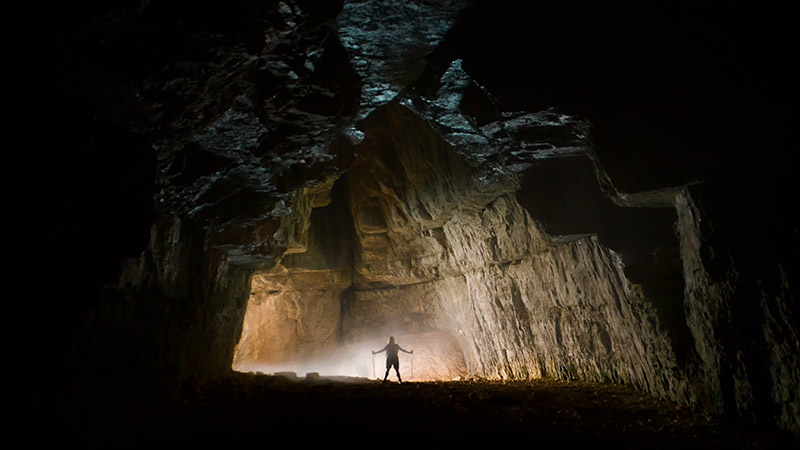 Human in a cave entrance in France
