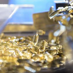 Medicine manufacturing, yellow capsules