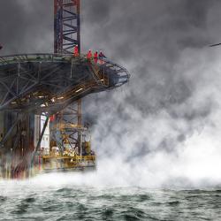 Helideck on stormy sea