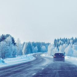 Car on a snowy road 